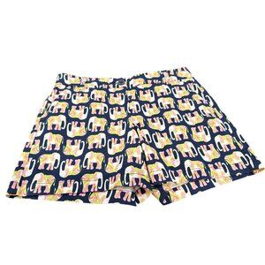Crown and Ivy Women's Navy Elephant Print Cotton Blend Shorts Size 4 NWT